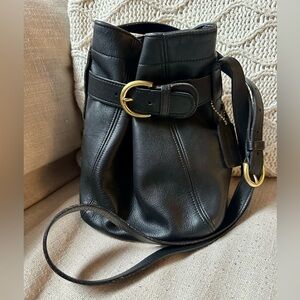 Vintage Coach 4156 Black Leather Soho Belted Bucket Crossbody Shoulder Bag